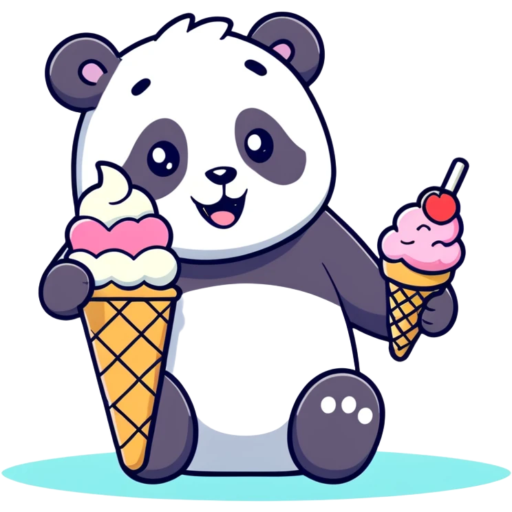 Panda eating ice cream emoji