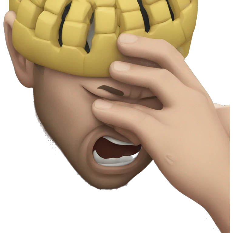 an mma fighter in pain covering his face emoji