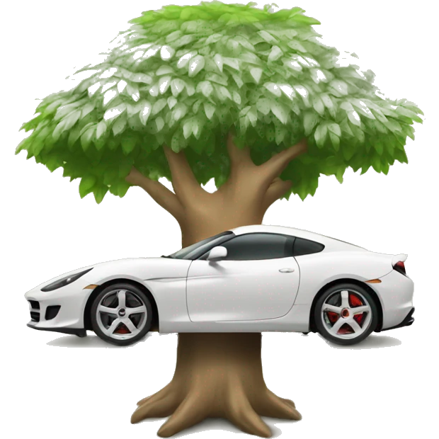 sports car under tree shade emoji