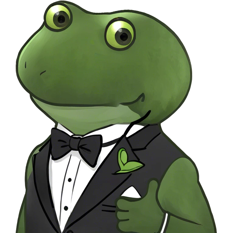 bufo wearing a black tuxedo  emoji