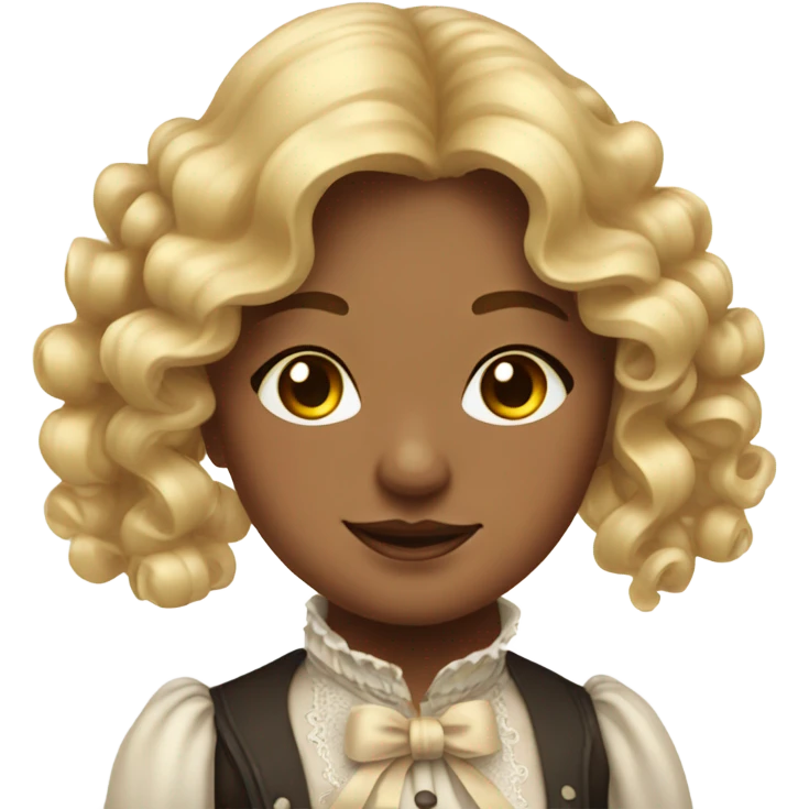 Victorian girl with blonde sausage curls with ribbons very detailed and realistic emoji