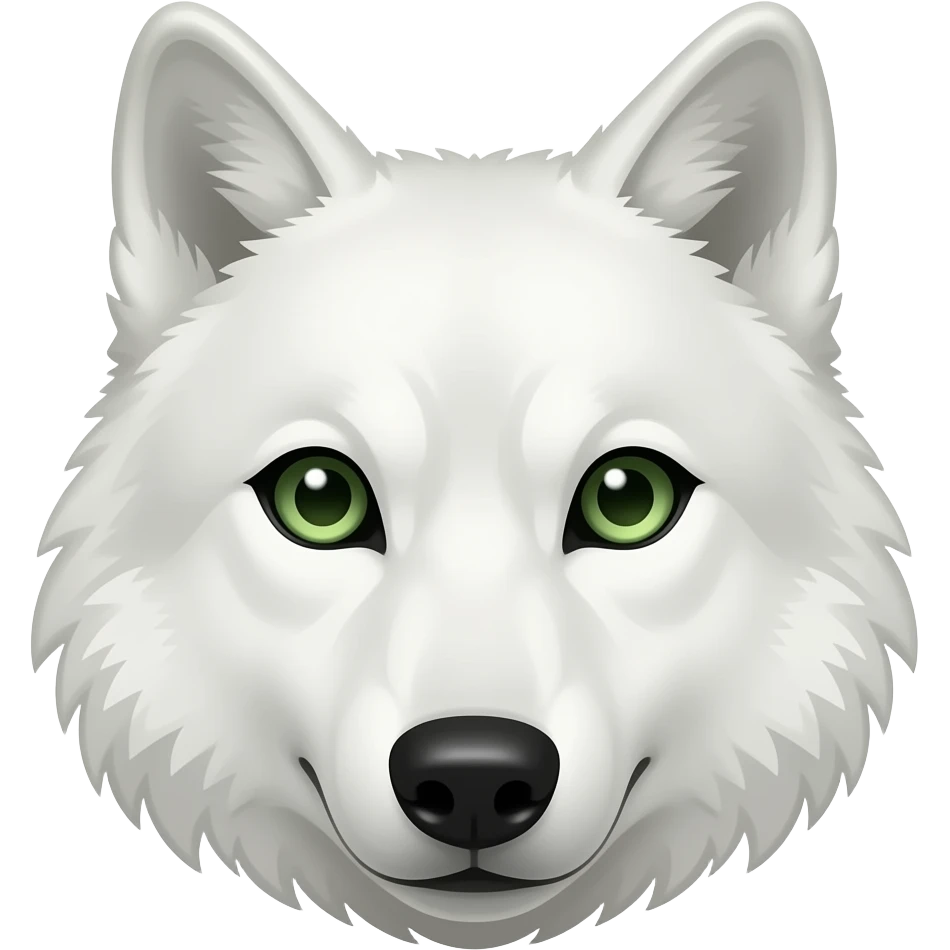 White wolf head focused green eyed emoji