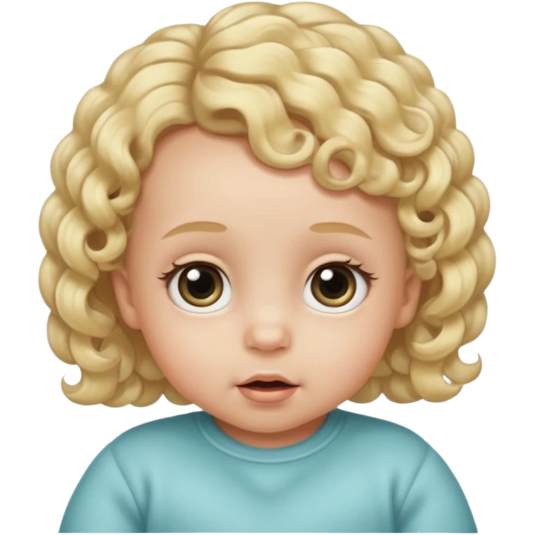 The head of a cherubic infant baby with a single curl tuff of hair and big dreamy eyes and extra long eyelashes emoji