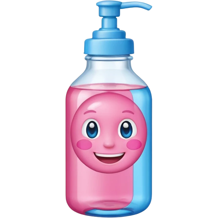 Smiling grin baby oil bottle pink blue top  emoji