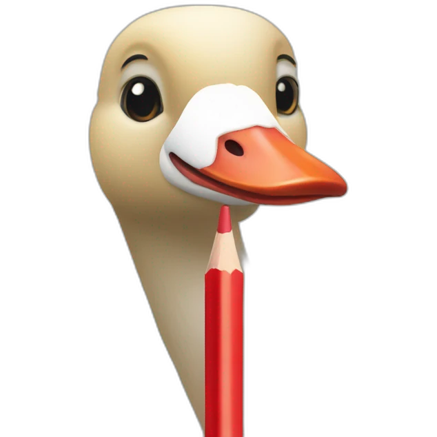 a geese holding a red pencil emoji