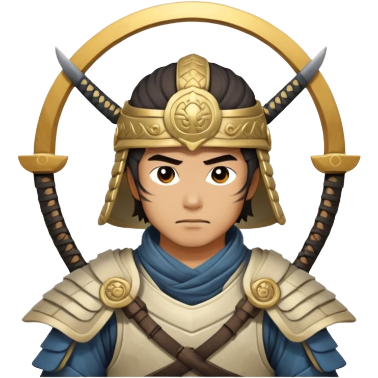 male samurai warrior with angelic halo and nomadic traveling gear emoji
