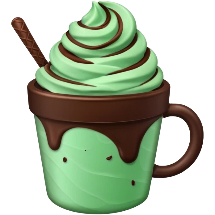 cup mint and chocolate ice cream emoji