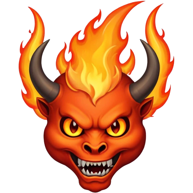 devil horn on fire logo emoji