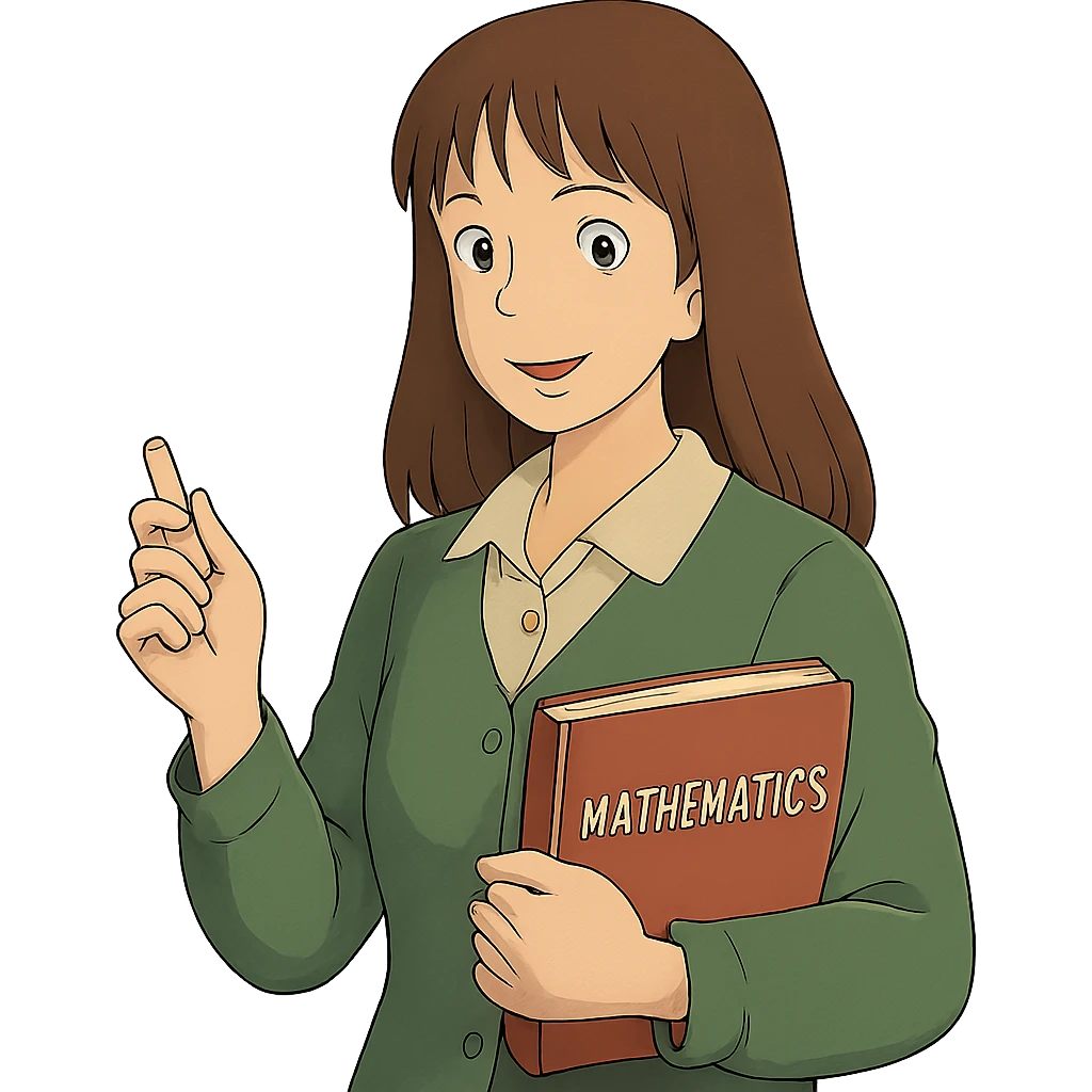 female math teacher, brown straight hair, Caucasian, ghibli style emoji
