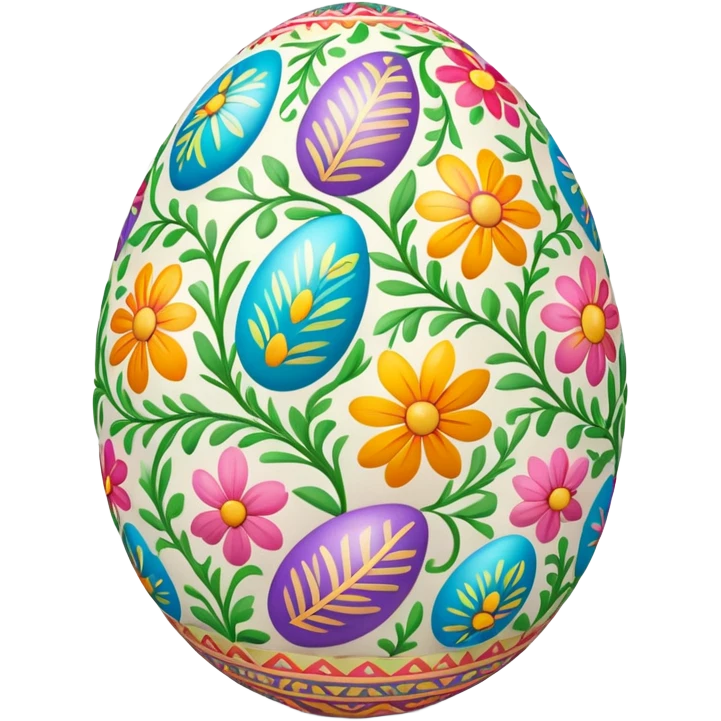 A colorful decorated Easter egg with patterns and designs emoji