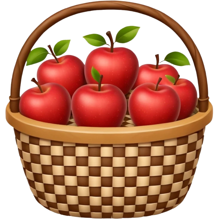 woven basket with apples and white checkered cloth emoji