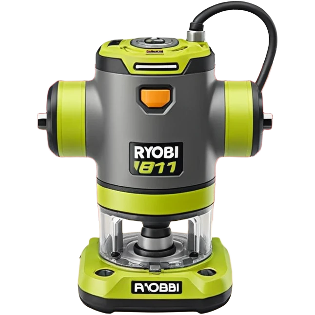 ONE+ 18V Cordless Compact Fixed Base Router RYOBI with gray base with battery emoji