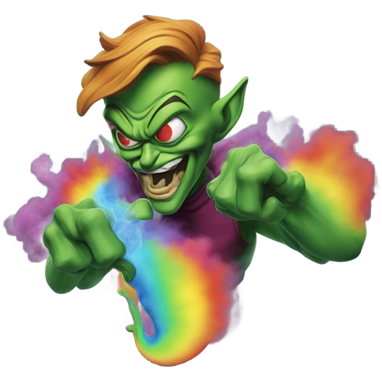 Green goblin smoking rainbow smoke emoji