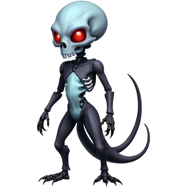 Shiny Futuristic Badass Demonic Spectral Dusky Spooky Skull-faced Cool Hot Stylish Handsome Alien-Salandit-Darkrai-Genesect-Fakémon-fusion (full body) emoji