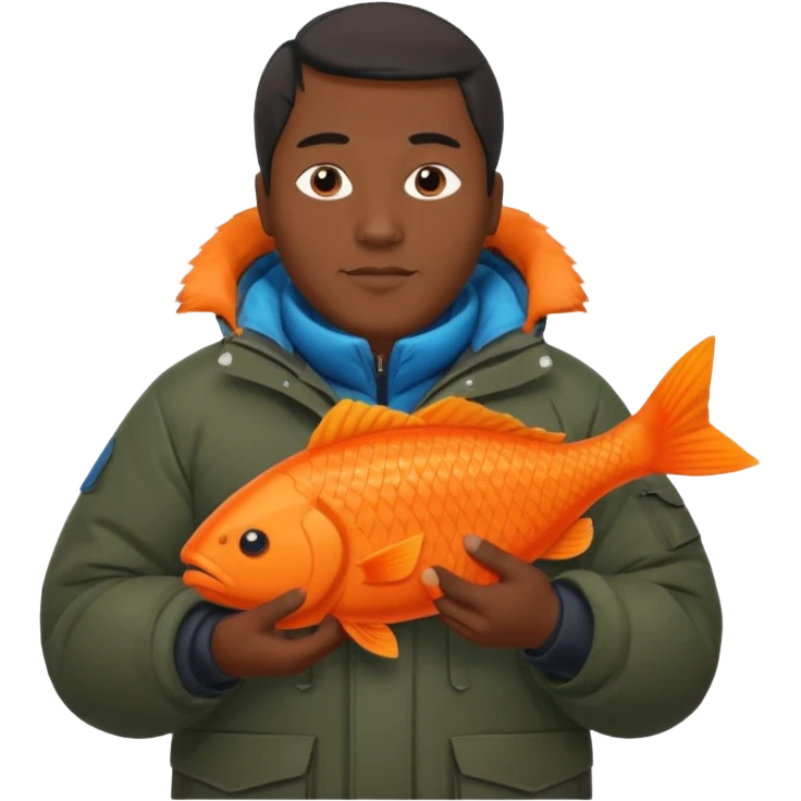 inuit man with orange fish emoji