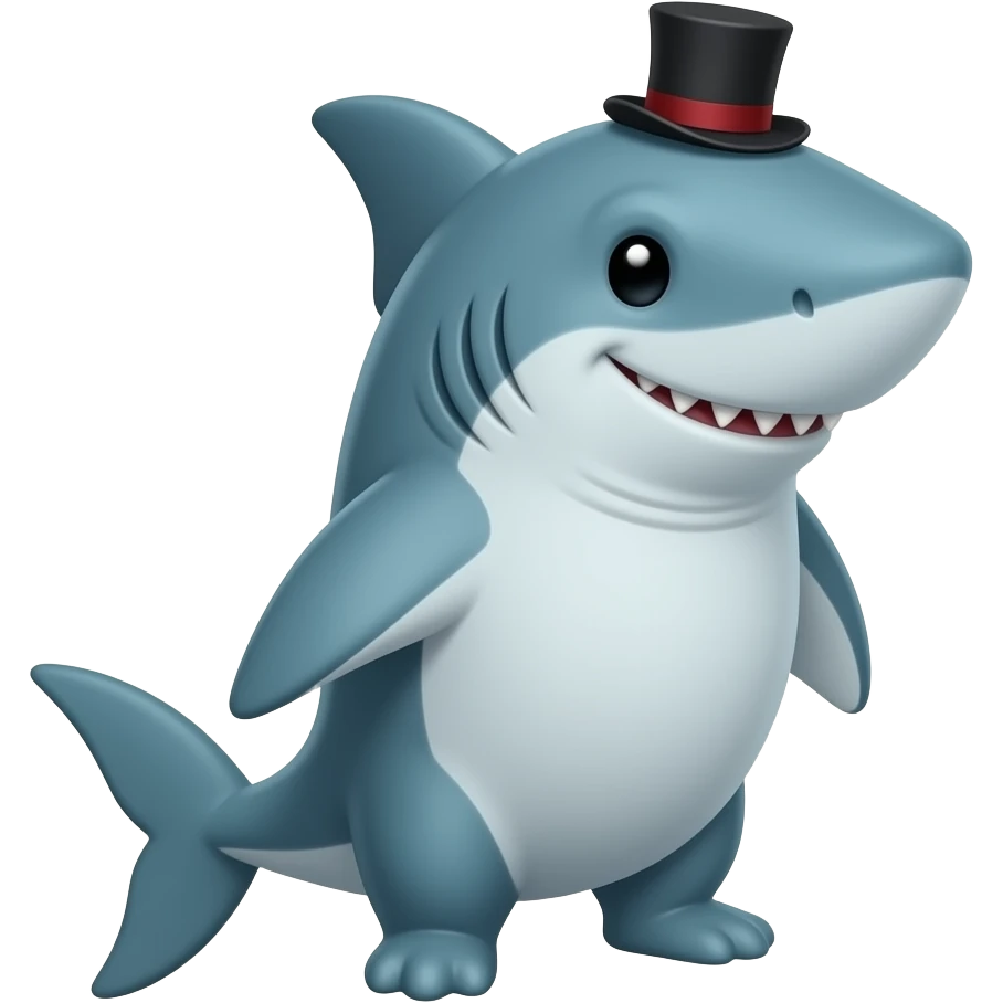 Shark with a top hat emoji