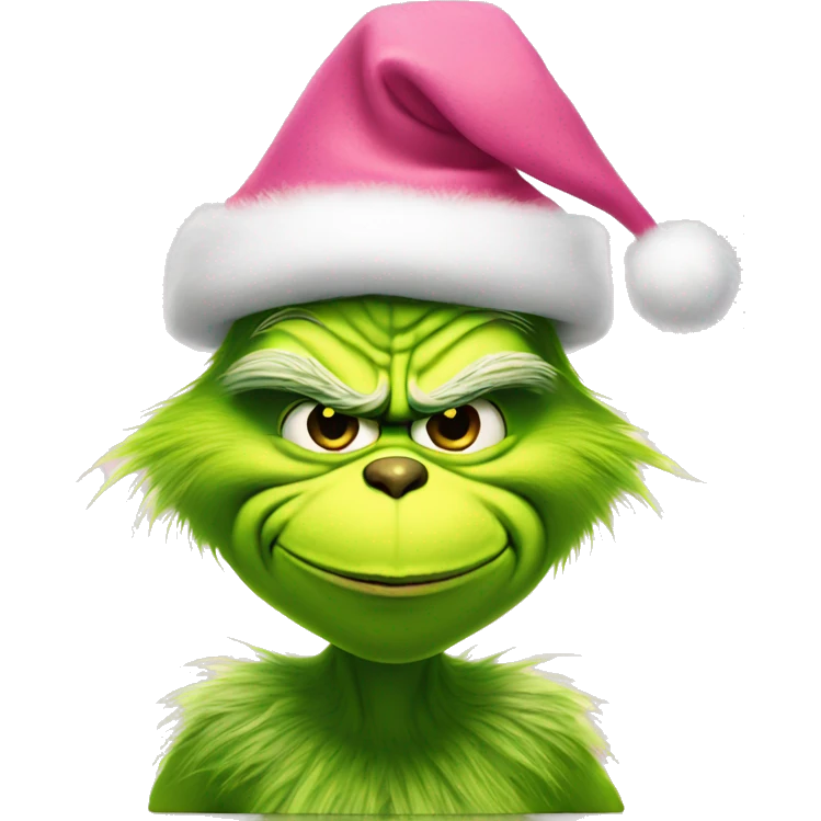grinch with pink christmas hat emoji
