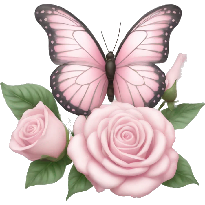 Pastell pink butterfly with white roses emoji