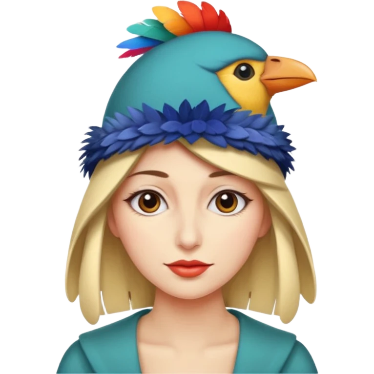woman with a bird hat emoji