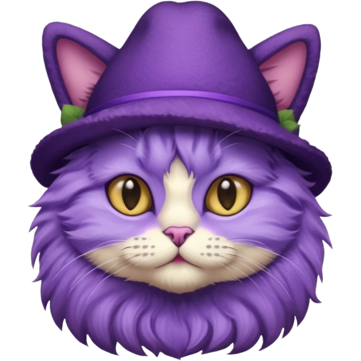 purple cat with hat
 emoji