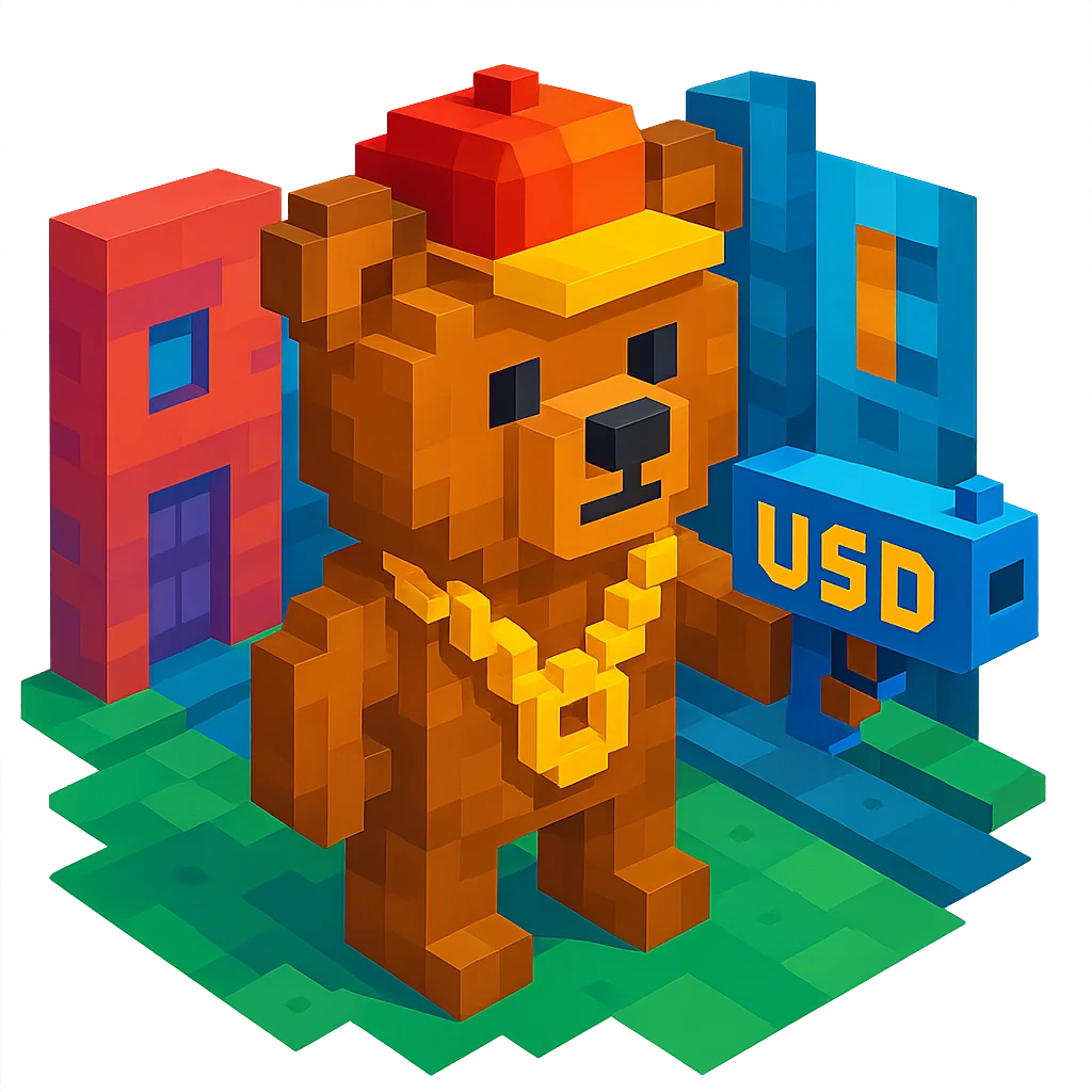 Russian grizzly bear with a rapper chain and a money gun, standing in a city alley emoji
