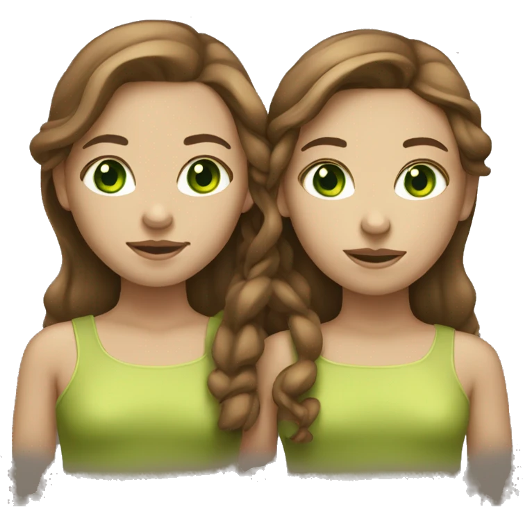 two headed girl with lighter skin and one with green eyes and lighter brown hair emoji