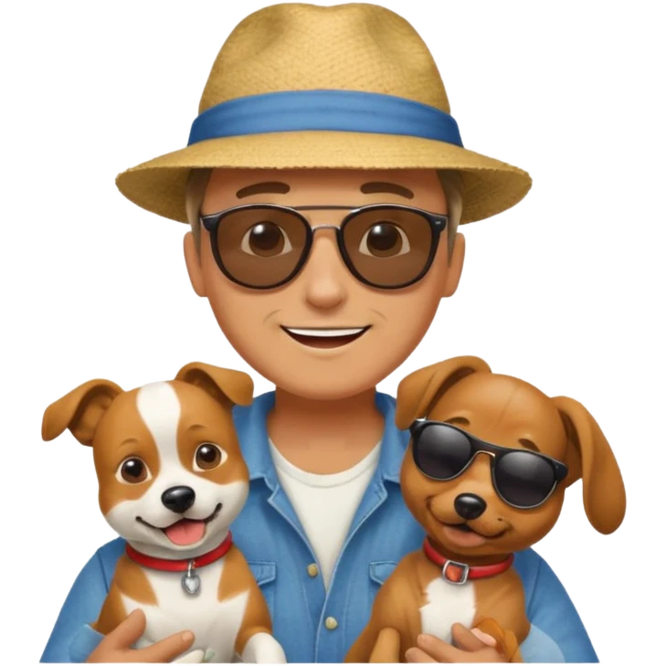 Men is playing with his dog emoji