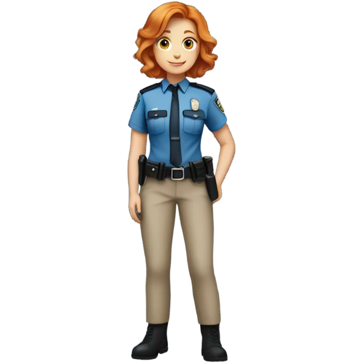 ginger girl police officer teen cute blue uniform emoji