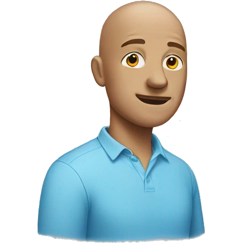 bald man in sky blue shirt emoji