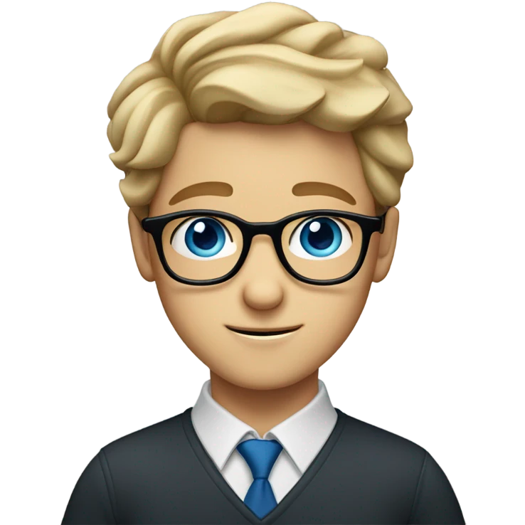Dark blonde blue eyes studious Jewish boy with glasses  emoji