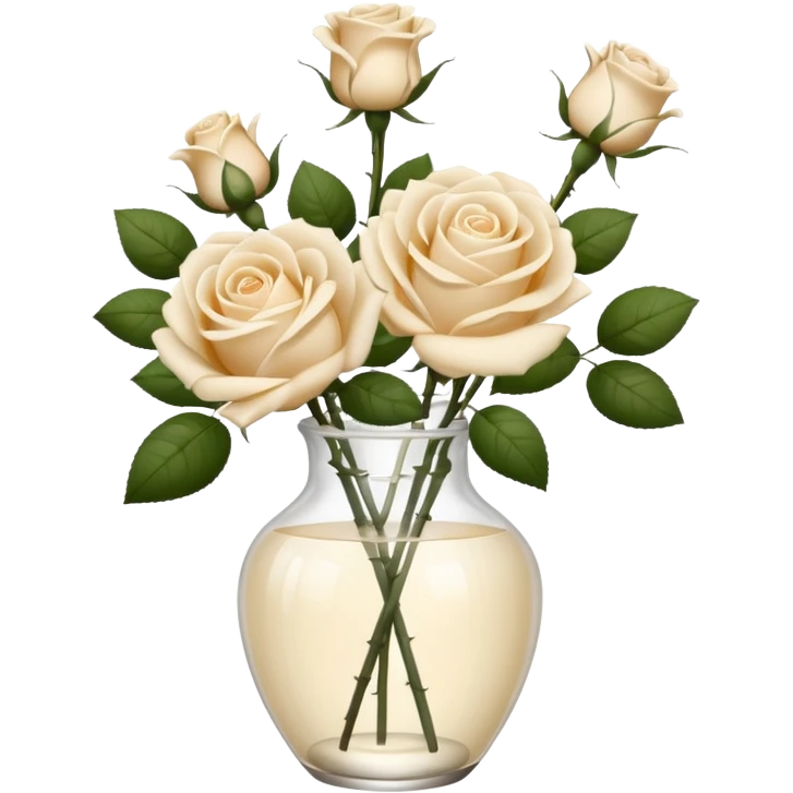 Cream color roses in glass vase emoji
