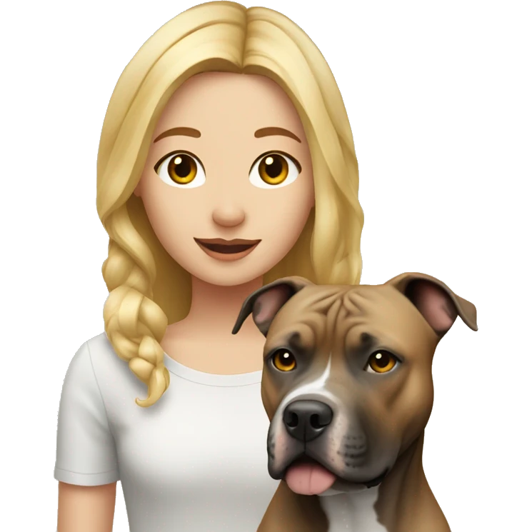 Blonde girl with american staffordshire terrier emoji