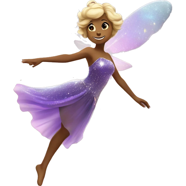 A dancing fairy emoji leaving a sparkling trail of stardust emoji