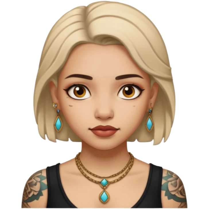 ancient girl Tattooed, not wearing necklace emoji