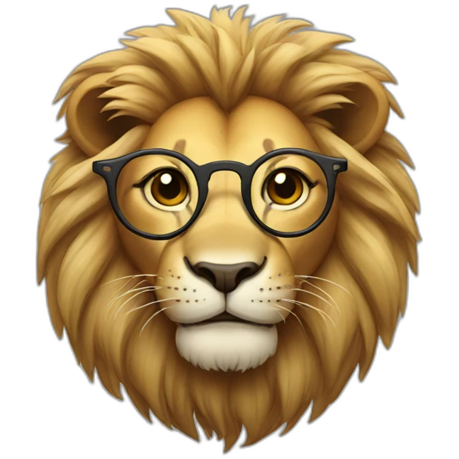 smiling lion with glasses emoji