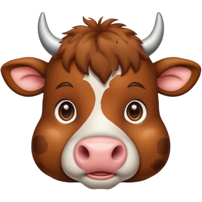 Make a cute brown cow with a brown wig and brown eyes emoji