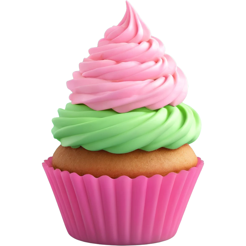 cupcake with pink icing, 3D cartoon style emoji