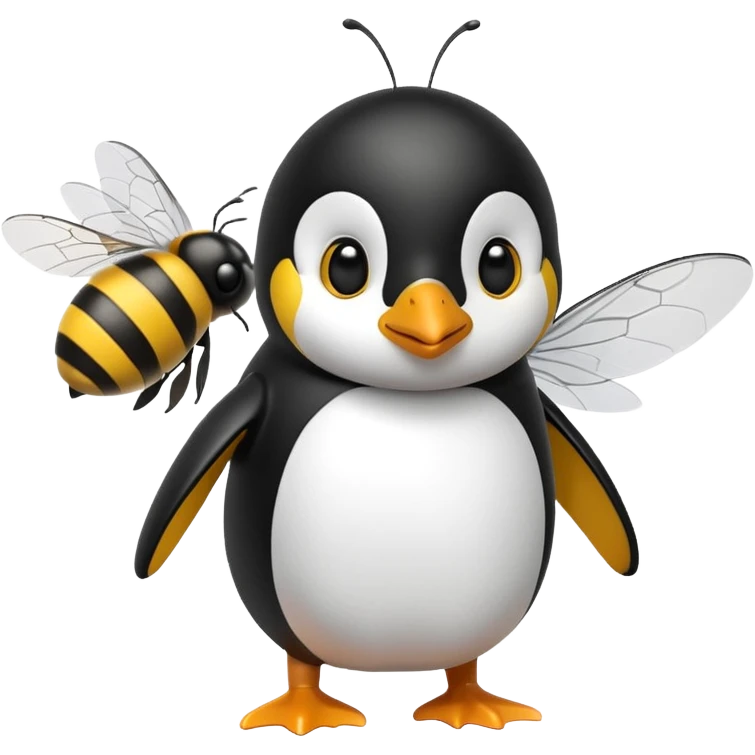 Penguin and bee emoji