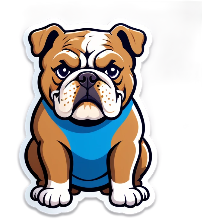 Blue school with a bulldog emoji