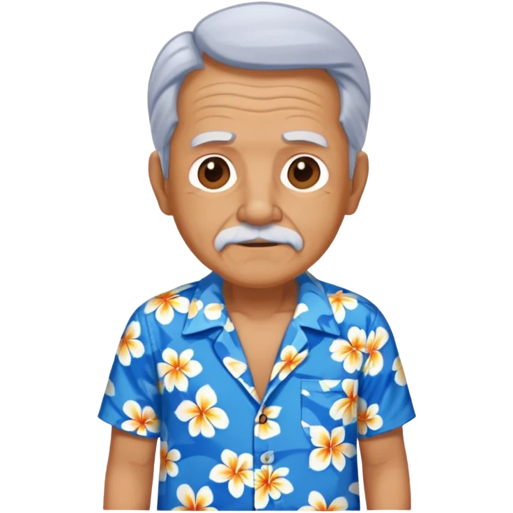 old man in blue  hawaiian shirt blue short emoji