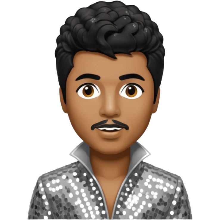 Little Richard with black hair, silver sequin outfit emoji