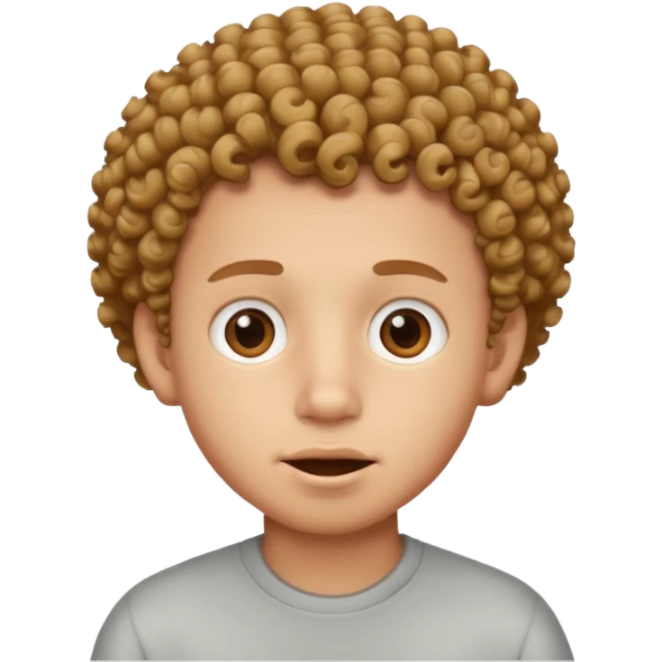 Boy with with light skin curly low taper face brown eyes funny face emoji