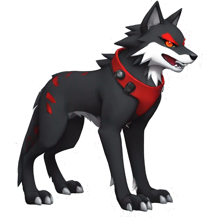  Cool Edgy Black Red Digimon-Fakemon-Wolf full body emoji