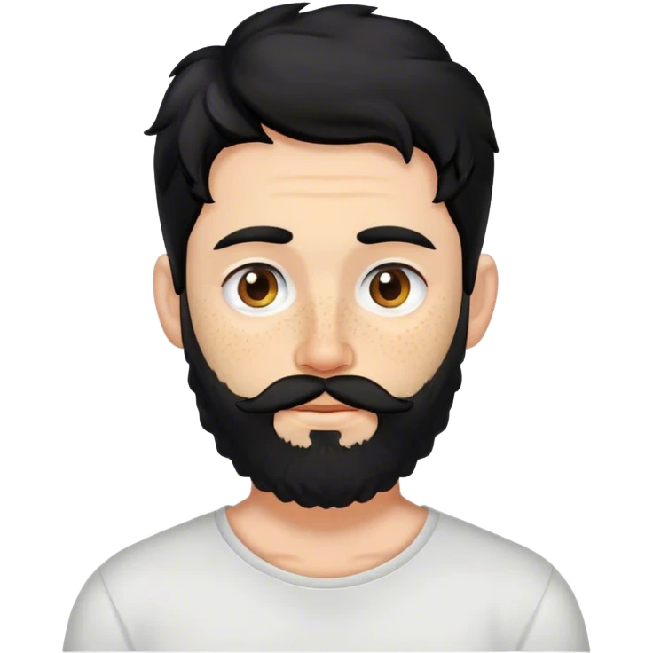 White man with freckles, black hair and wavy beard and earring on the nose emoji