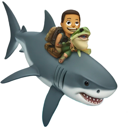 A shark riding a turtle emoji