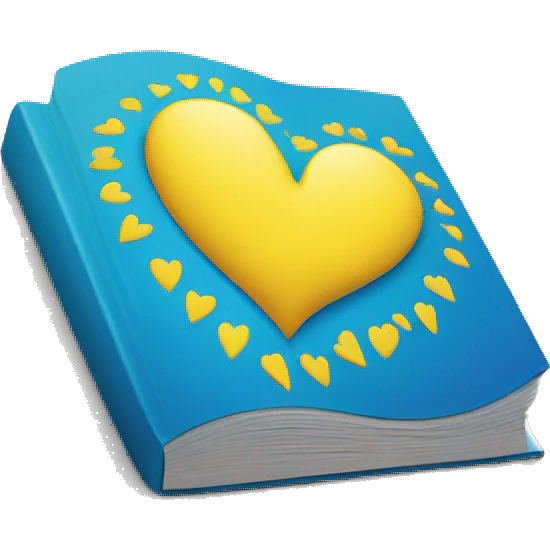 yellow-blue heart on the cover of the book emoji