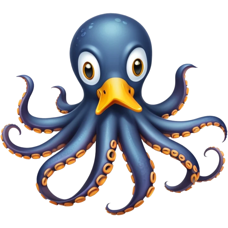 An octopus with penguin body and duck head emoji