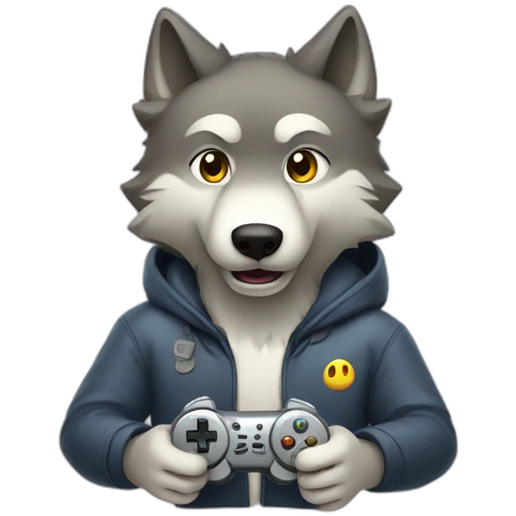 wolf playing video games emoji