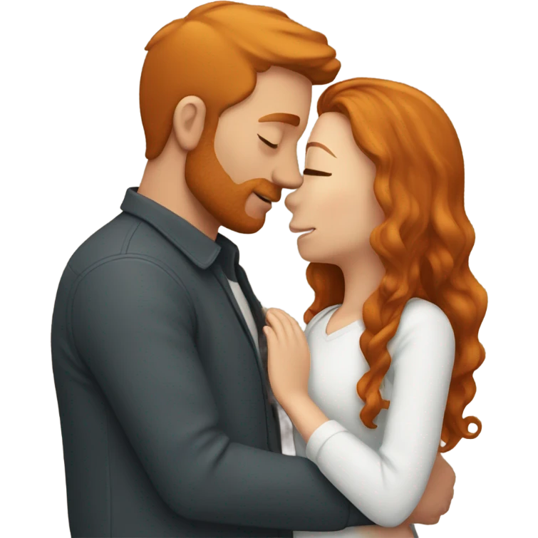 A man with ginger hair kissing a girl with brown hair emoji