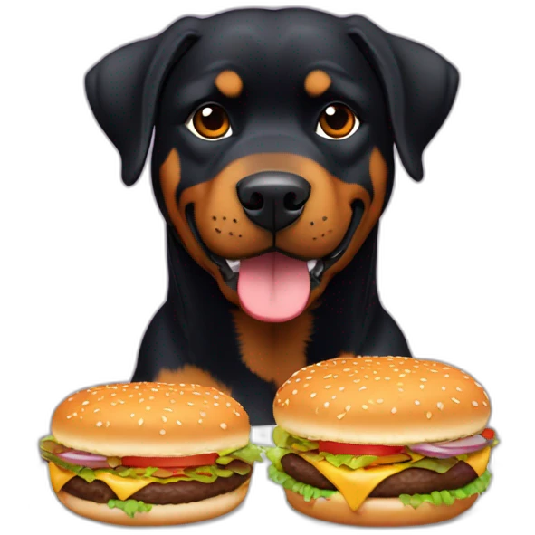 Rottweiler comiendo hamburguesas emoji